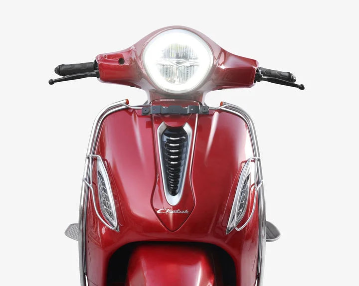 Bajaj Chetak 2903 Electric (EV) Combo Accessories Kit 1: Stainless Steel Foldable Footrest + Crash Guard + Mud Guard