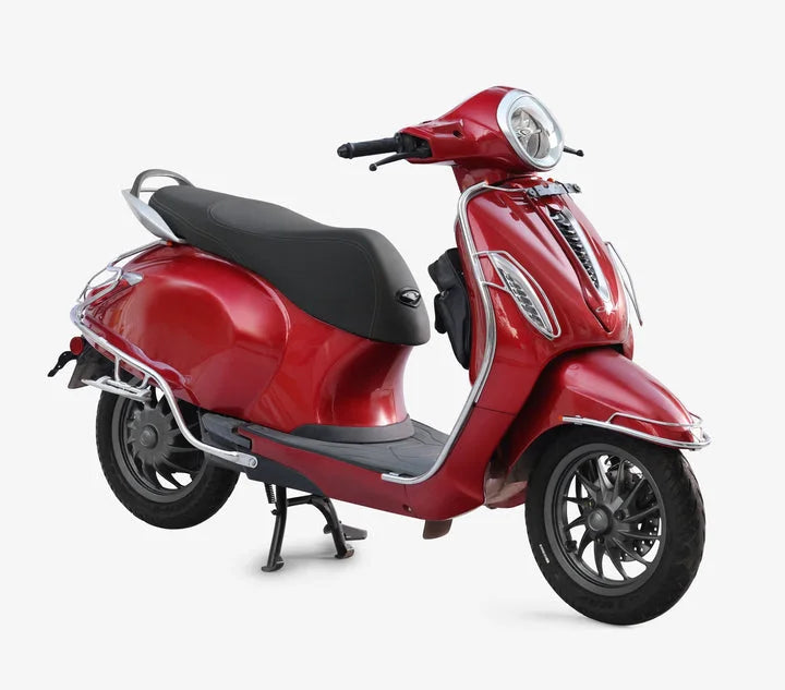 Bajaj Chetak 2903 Electric (EV) Combo Accessories Kit 1: Stainless Steel Foldable Footrest + Crash Guard + Mud Guard