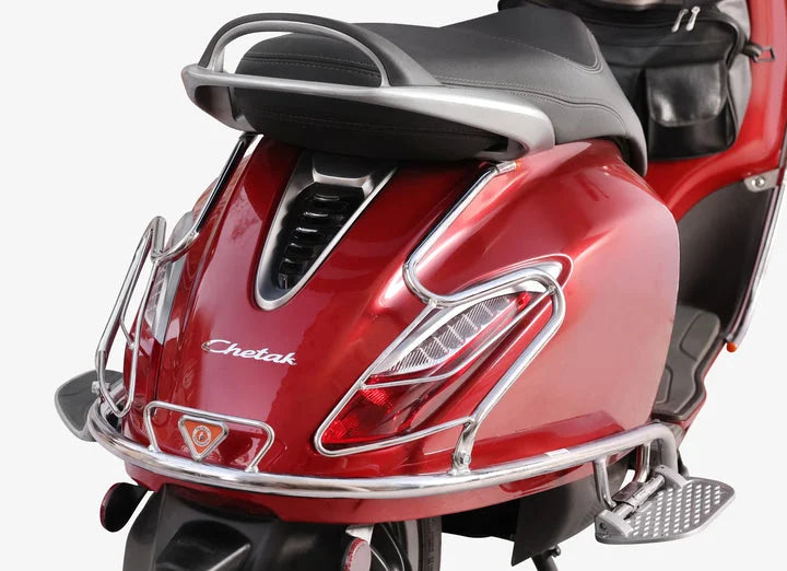 Bajaj Chetak 2903 Electric (EV) Combo Accessories Kit 1: Stainless Steel Foldable Footrest + Crash Guard + Mud Guard