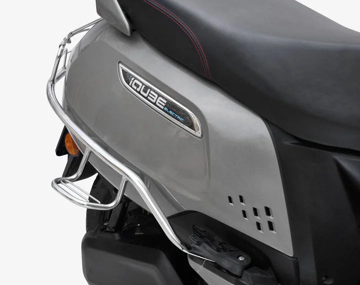 TVS iQube Steel Safety Guard Kit | Middle Crash Guard, Front Mudguard, Rear Guard & Right Side Footrest with Free Seat Cover & 3D Floor Mats