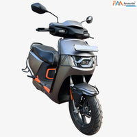 Hero Vida VX2 with the front guard installed, front three-quarter view