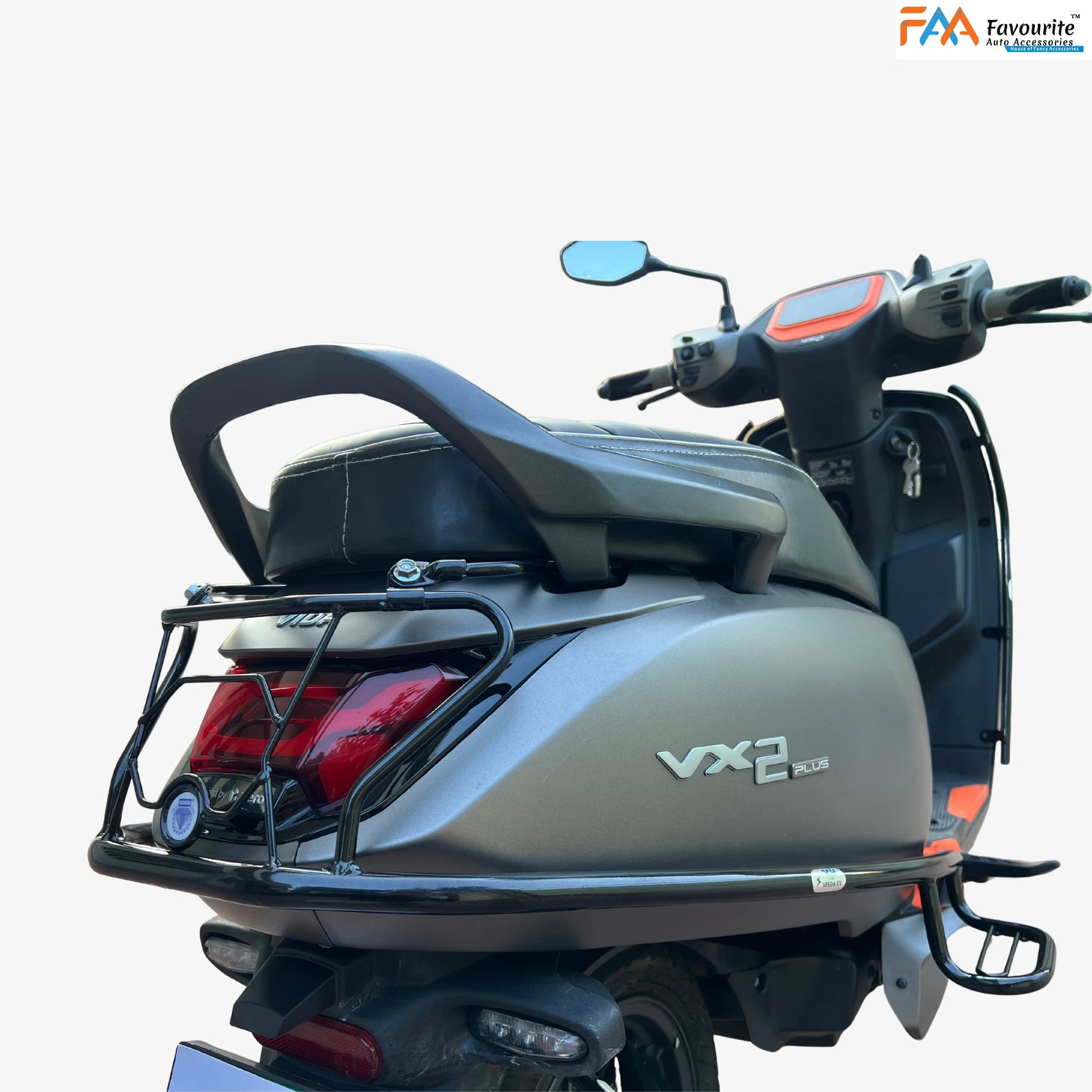 Hero VIDA VX2 Plus & Go Black Safety Guard Set (Front, Rear, Mudguard) with Free Seat Cover, 3D Mat & Footrest