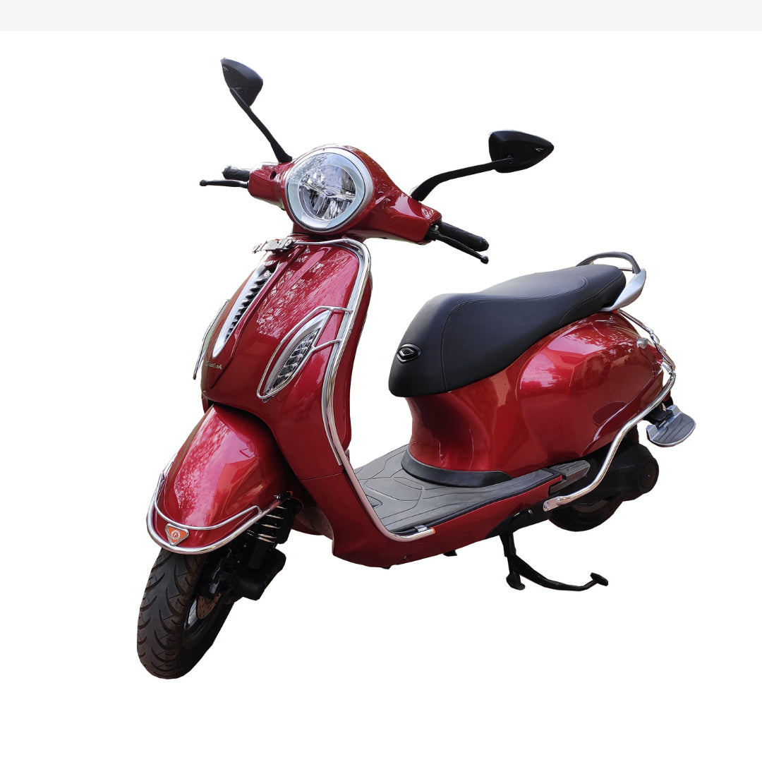 Bajaj Chetak 2903 Electric (EV) Combo Accessories Kit 1:: Stainless Steel Fix Footrest + Crash Guard + Mud Guard +