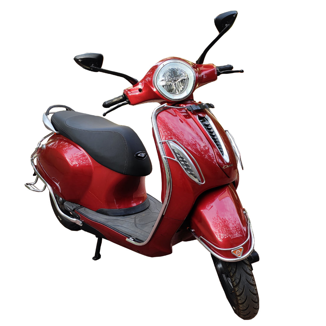 Bajaj Chetak 2903 Electric (EV) Combo Accessories Kit 1:: Stainless Steel Fix Footrest + Crash Guard + Mud Guard +