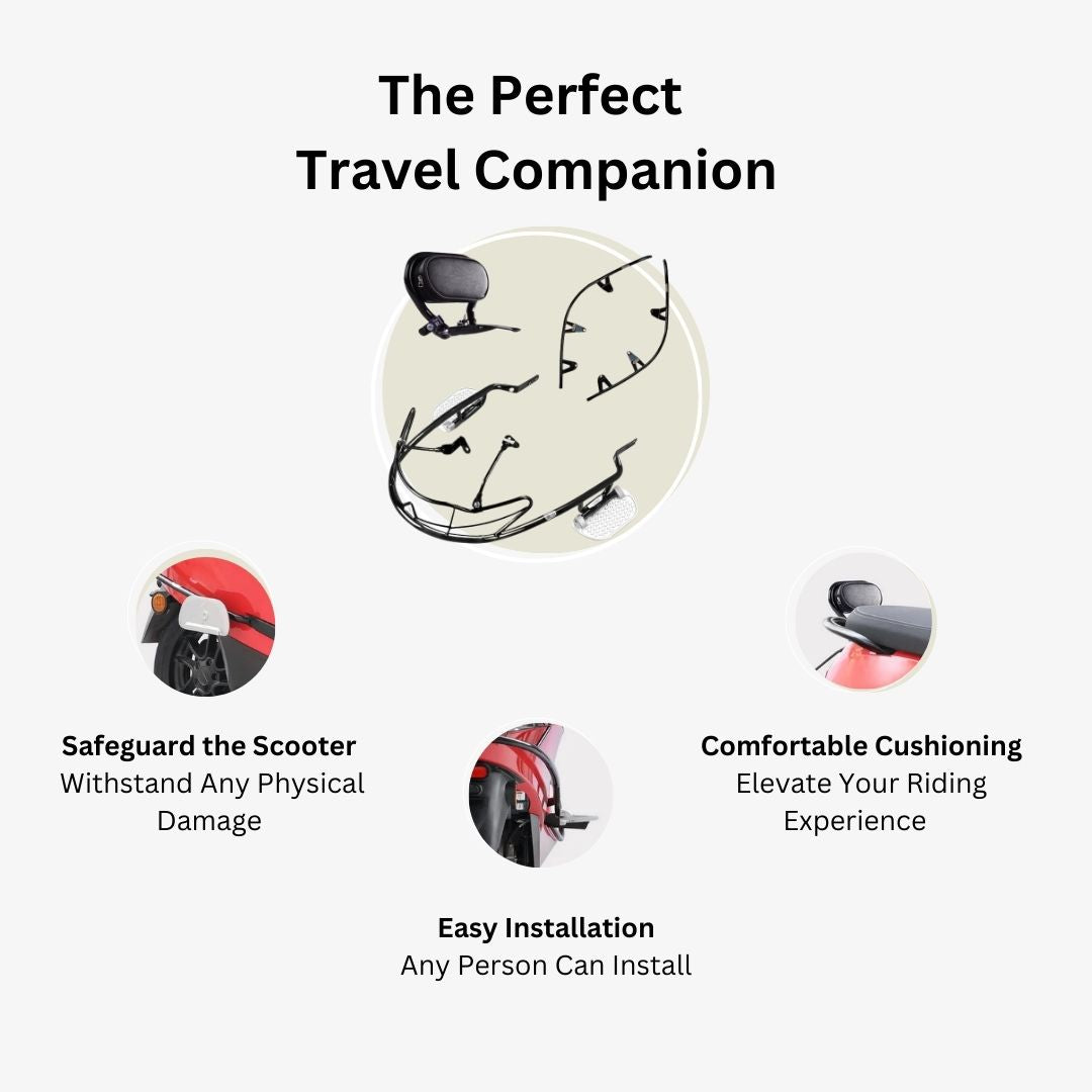 Ola S1 and S1 Pro Combo Accessories Kit 1: Foldable Footrest, Buddy Step & Backrest