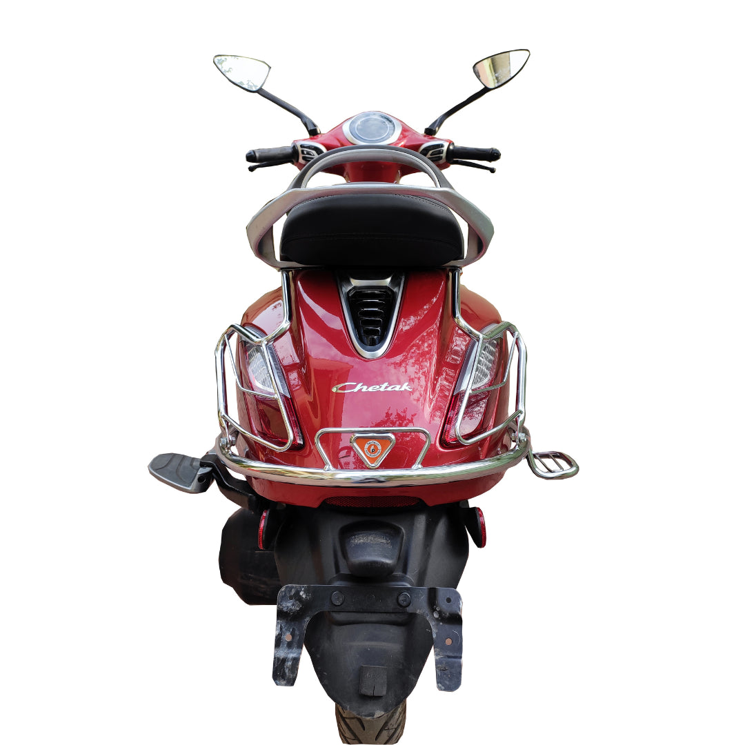 Bajaj Chetak 2903 Electric (EV) Combo Accessories Kit 1:: Stainless Steel Fix Footrest + Crash Guard + Mud Guard +