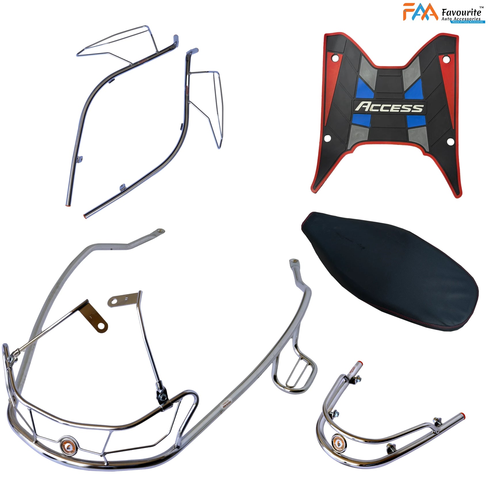 Suzuki Access 2025 Steel Safety Guard Full Set | Rear Guard, Front Guards & Mudguard with Free Seat Cover & 3D Floor Mats