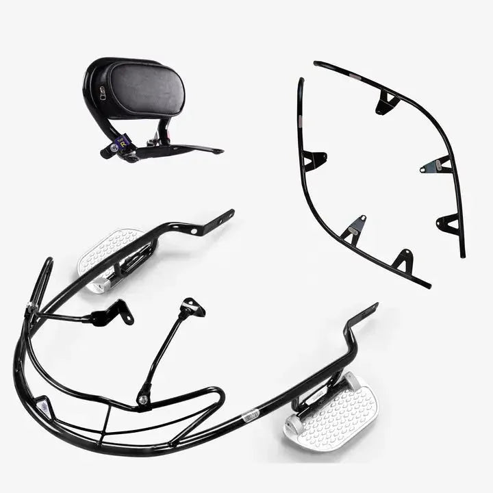 Ola S1 and S1 Pro Gen 1 Combo Accessories Kit 2: Foldable Footrest+ Buddy Step +Middle Crash Guard + Backrest + Seat Cover + Charger Holder